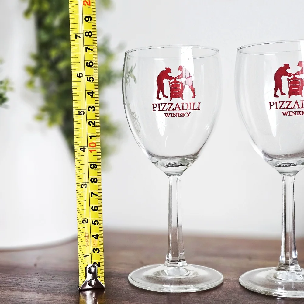 🍷 Pizzadili Winery Wine Glasses Set of 2 Stemmed Logo Glassware Barware